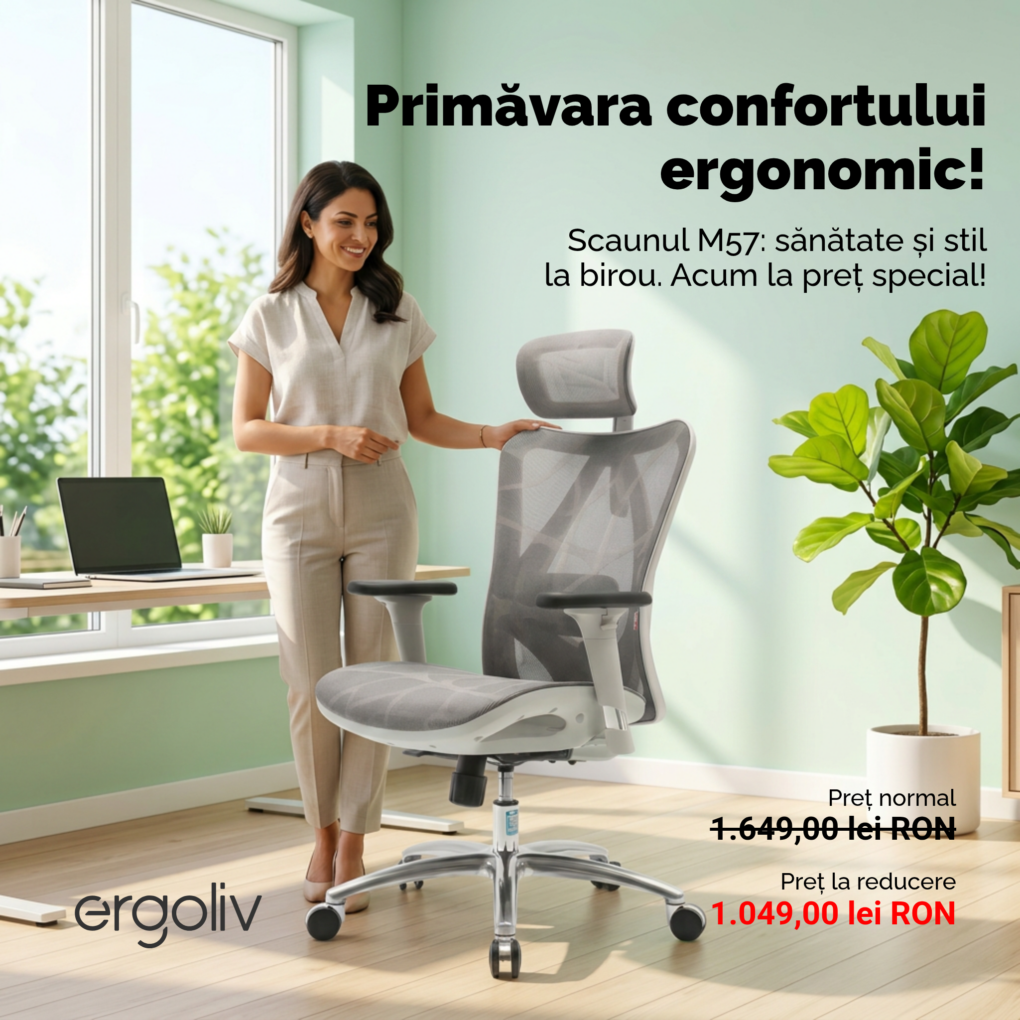 Scaun de birou ergonomic full mesh M57
