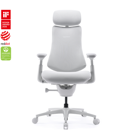 Scaun ergonomic LiberNovo Omni Pro Glacier gri deschis, vedere frontala - ergoliv